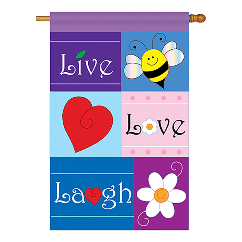 Drapeau de maison 40 po x 28 po Welcome Live, Love, Laugh Inspiration Expression