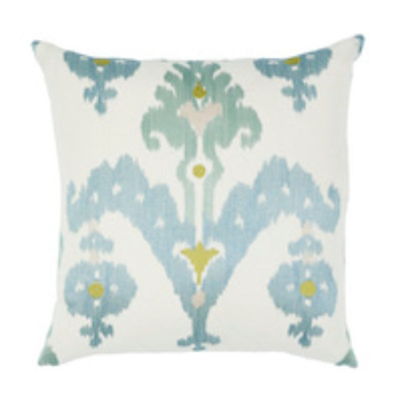 Raja Embroidery Pillow, Blue/Gray/White, 22" x 22"