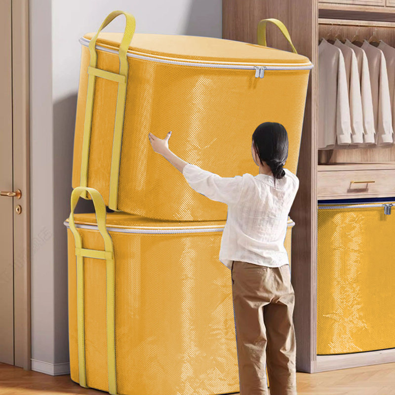  Large Storage Bags, Heavy Duty Closet Organizers and Storage, Foldable Clothes Storage Bins with Lids, Storage Containers for Blanket, Comforter, Pillow, Bedding (Orange, XL)