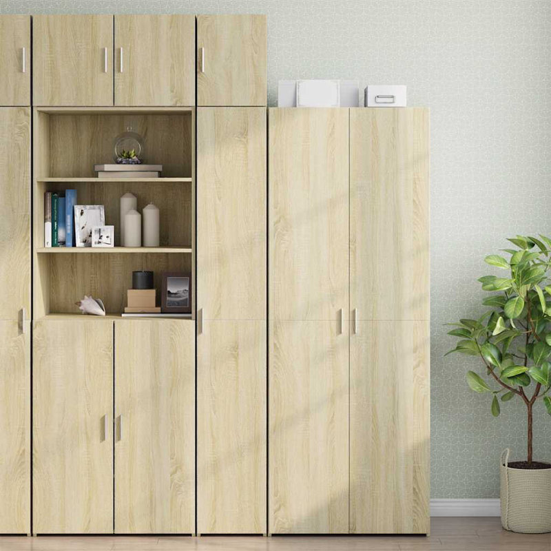 17 Stories Slim Storage Cabinet Engineered Wood, Sonoma Oak, 225cm H x 30cm W x 42.5cm D