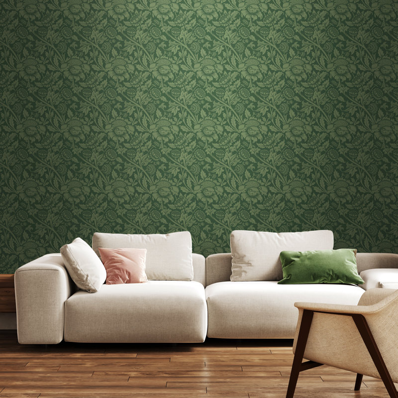 Cipriano 10m x 50cm Matte Wallpaper Roll, Forest Green