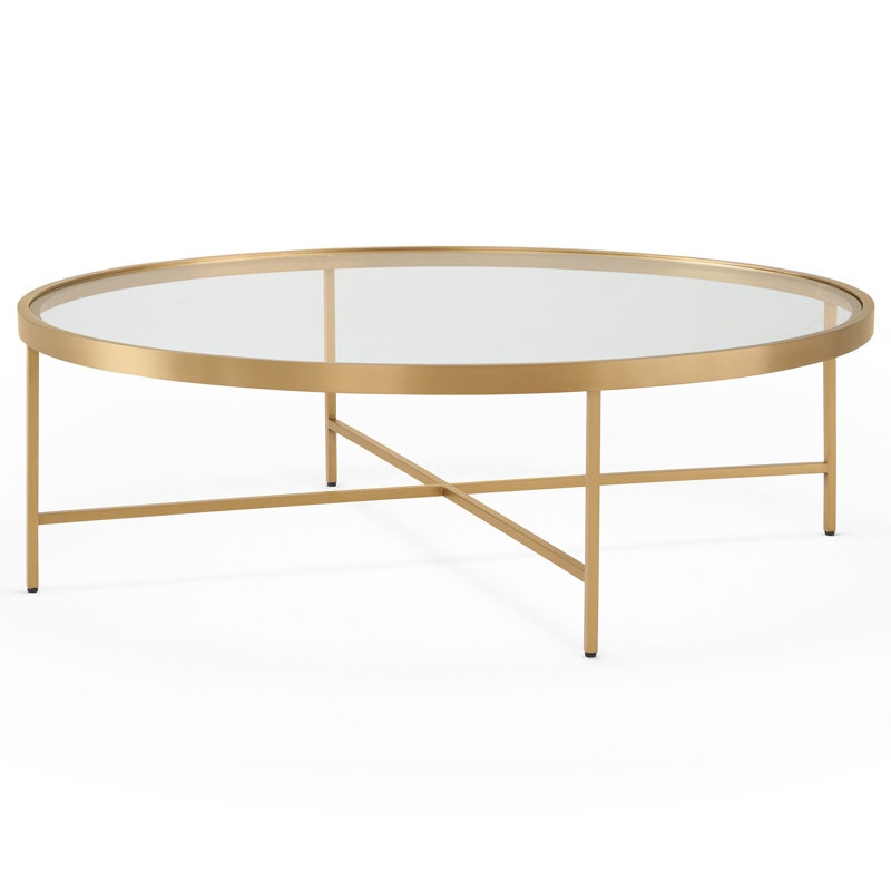 Vienna Large Round Coffee Table - Glass Top, Brushed Brass