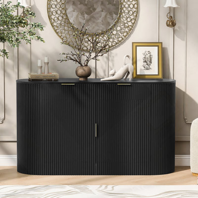 Modern Storage Cabinet With 2 Doors And 2 Drawers, Wooden Sideboard With Aluminum Handles, Buffet Cabinet For Living Room, Bedroom, Dining Room