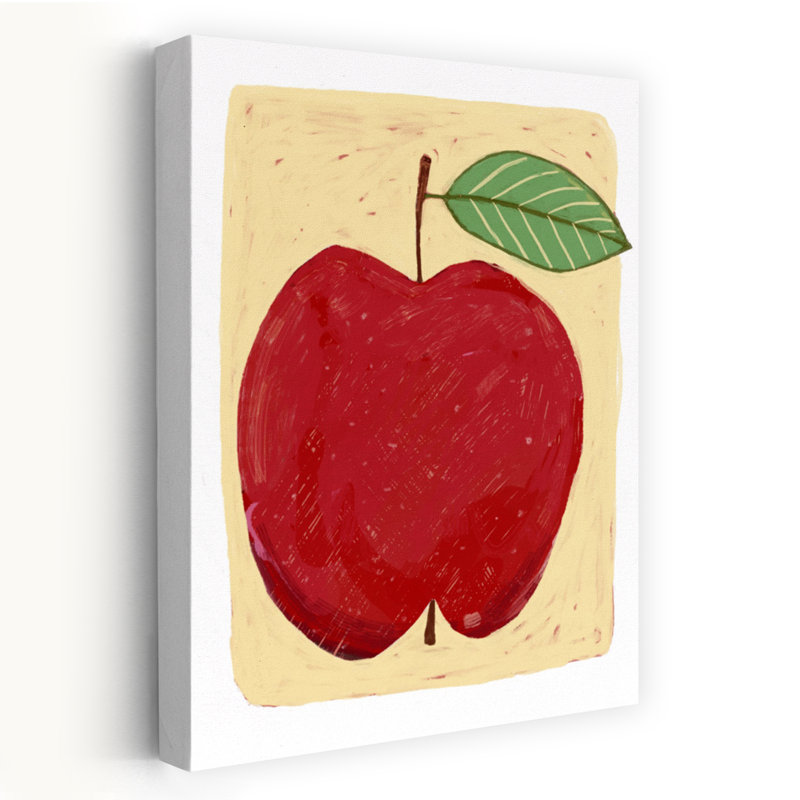 «Vibrant Rustic Apple», art abstrait de paysage de fruits rustiques biologiques, H 18 po x l 12 po