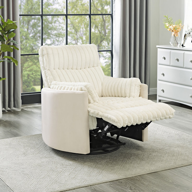 Fauteuil inclinable manuel en velours côtelé Bocaton, White Fabric
