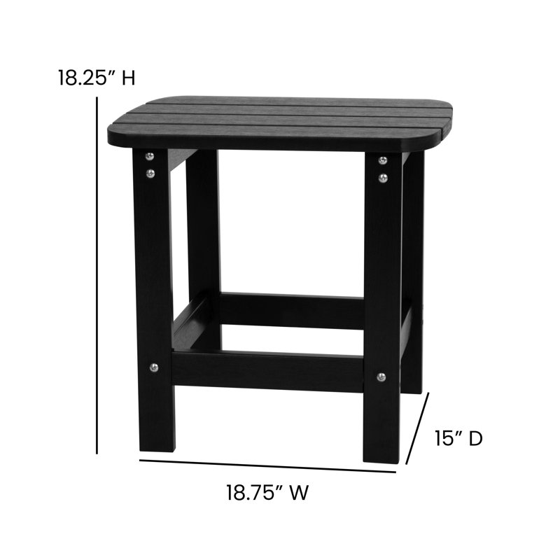 3 Piece Set All-Weather Poly Resin Rocking Chairs with Accent Side Table, Black