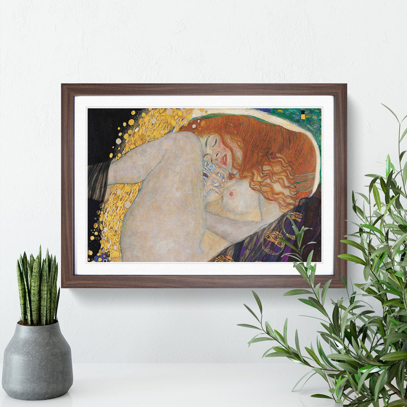 Danae Vol.2 by Gustav Klimt - Picture Frame Painting, 48cm H x 65cm W x 2cm D, Walnut Framed
