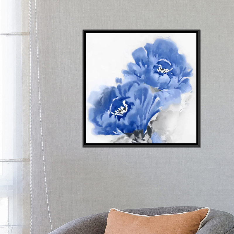 «Flower Bloom in Indigo II», reproduction d'art sur toile, H 12 po x l 12 po x P 0,75 po, Toile tendue, Pas de tapis