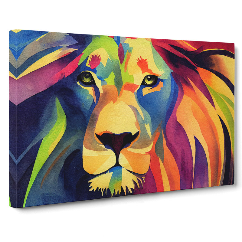 Lion Watercolour Vol.5 Abstract - Wrapped Canvas, 50cm H x 76cm W x 3cm D