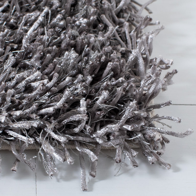 Tapis gris touffeté et fabriqué à la main Chamira, Rectangle 5 pi x 7 pi