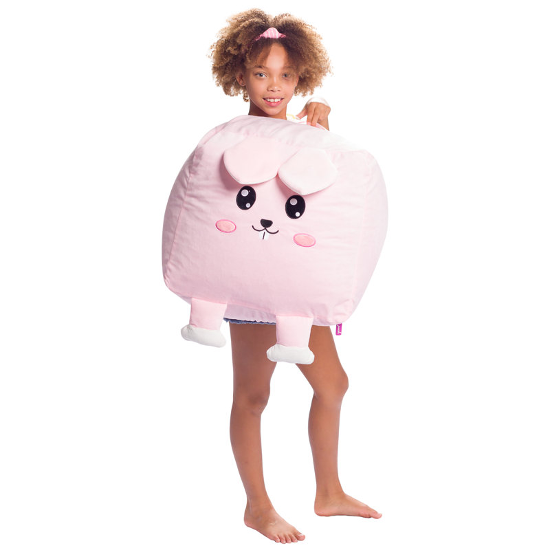 Petit fauteuil à billes Cozy Animal, H 19 po x l 24 po x P 24 po, Mélange de polyester rose lapin