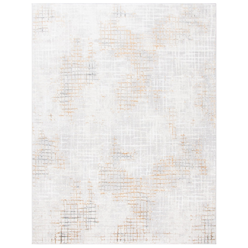 Tapis gris / doré à motif abstrait Kornegay, Rectangle 10 pi x 14 pi