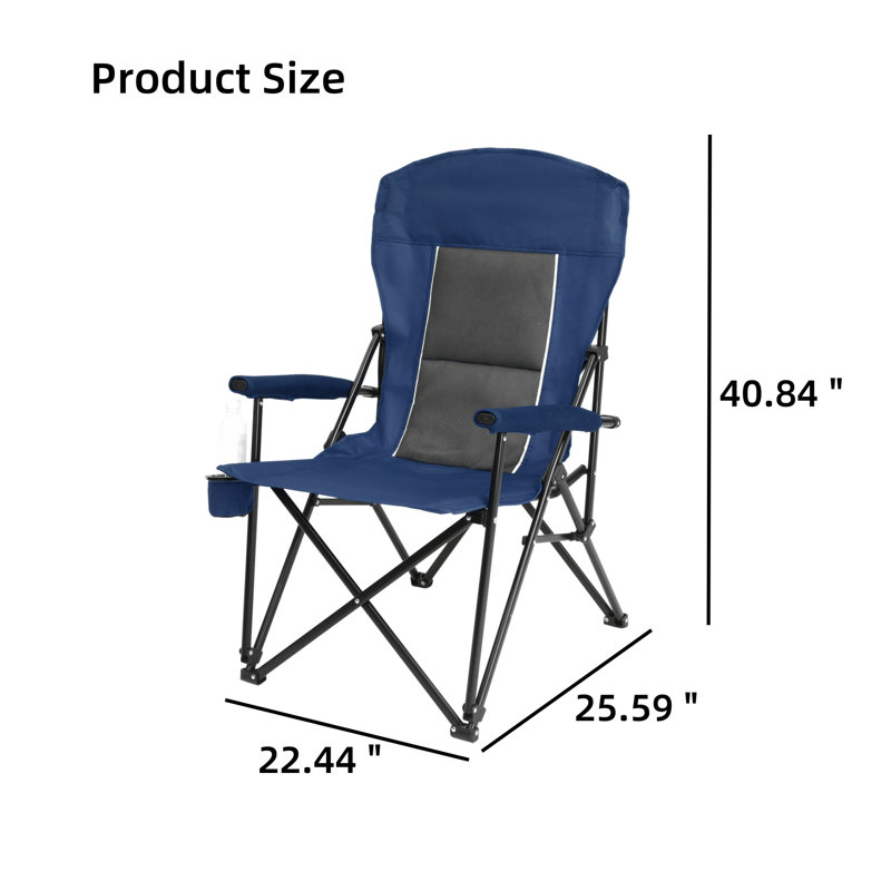 Chaise pliante robuste à haut dossier avec porte-gobelet rouge, Marine