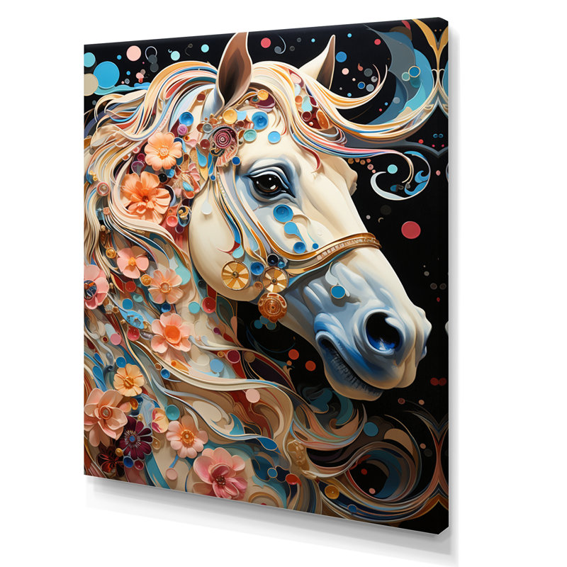 «Xherald Carousel Whirling Wonder Pointillism I», reproduction d'art sur toile, H 32 po x l 24 po x P 1 po, Toile tendue