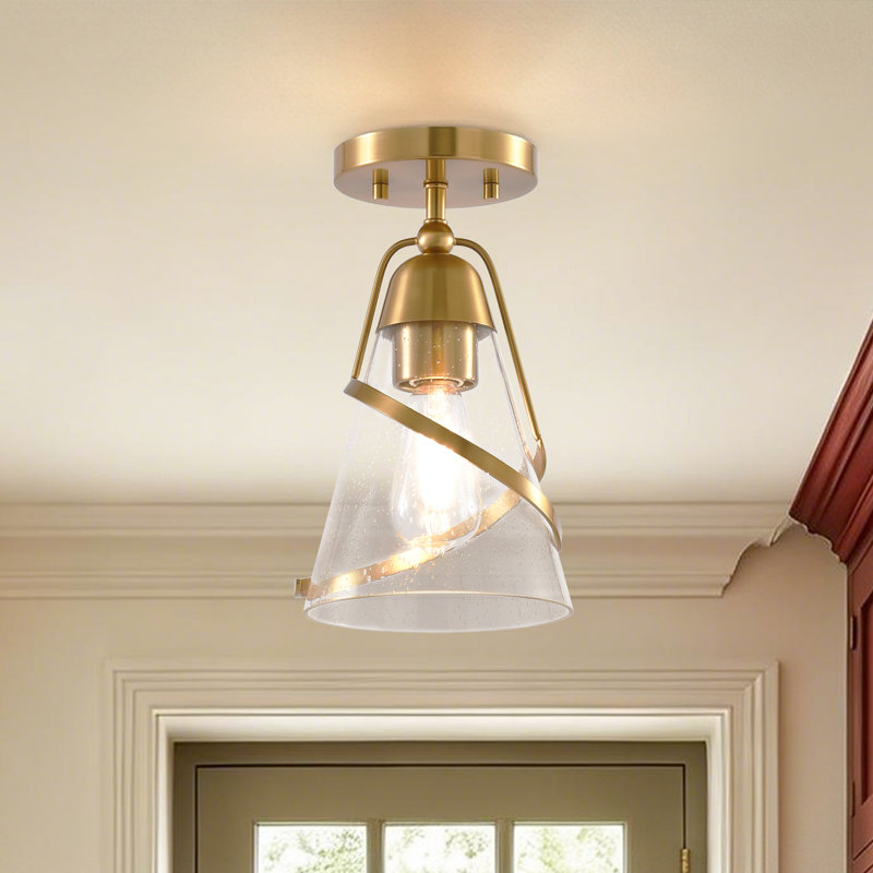 Glass Semi Flush Mount Ceiling Light