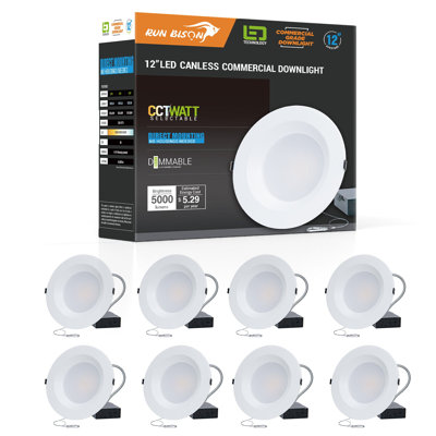 Éclairage encastré à DEL de 12 pouces avec boîte en J, luminaire encastré ultra-mince 3 CCT à intensité variable