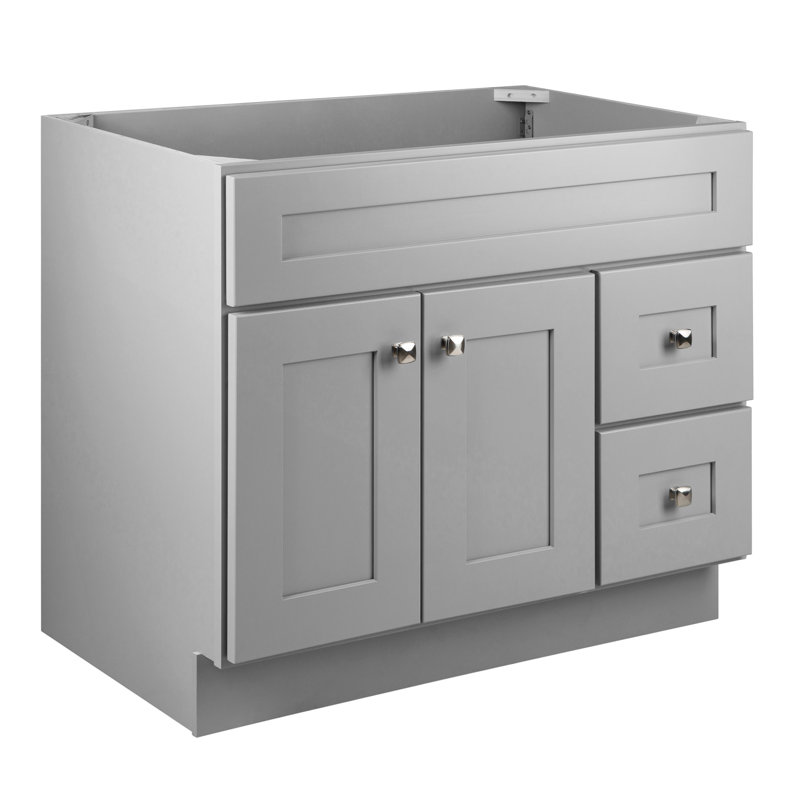 Brookings 36 Inch Bathroom Vanity, Ready to Assemble, Solid Wood, Sherwin Williams – Design House, 587097, Gray