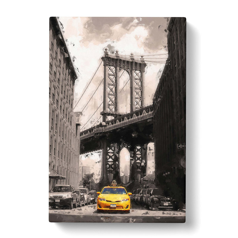 Yellow Taxi Cab In New York City In Abstract - Wrapped Canvas Print, 50cm H x 35cm W x 3cm D