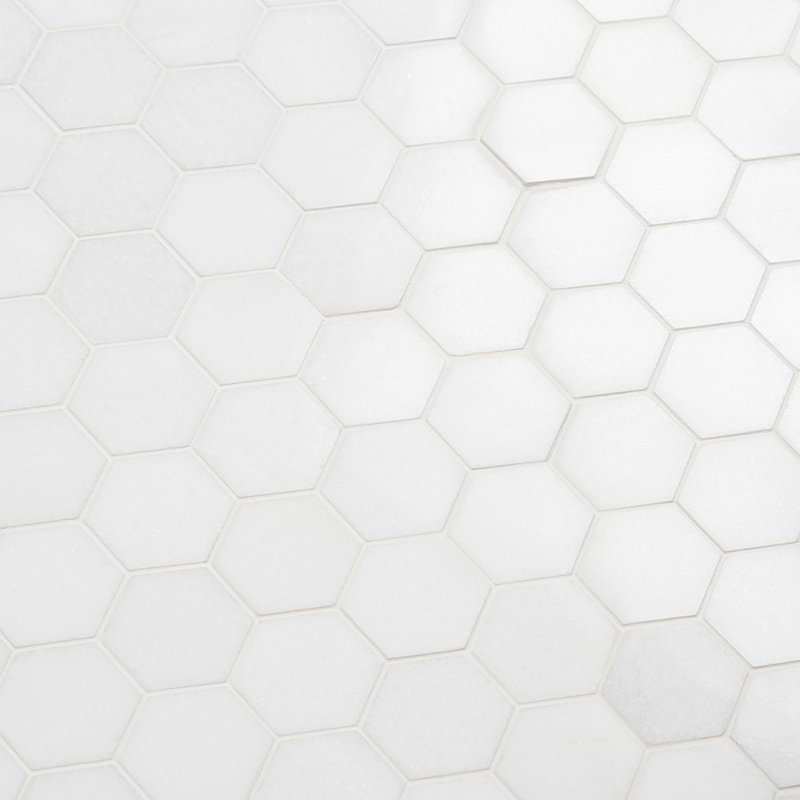 Thassos 2" Hexagon Polished Marble Mosaic Tile