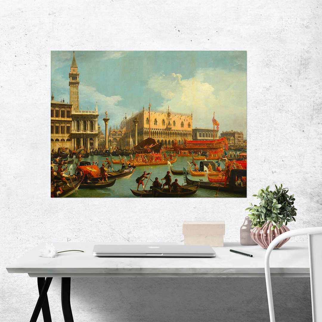 Plakat Bucintoros Rückkehr zum Pier vor dem Palazzo Ducale von Canaletto