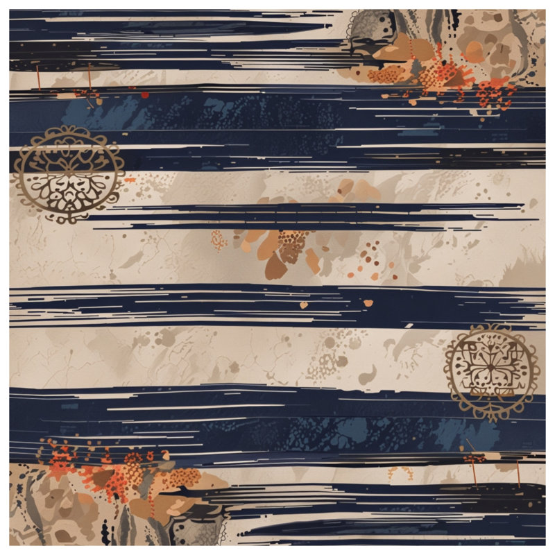 Navy Beige Striped Patterns Duvet Covers, King