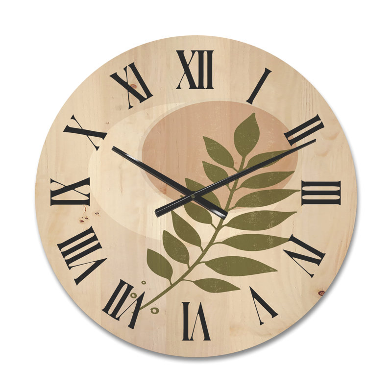 Horloge murale abstraite lune géométrique avec feuille IV, Petit