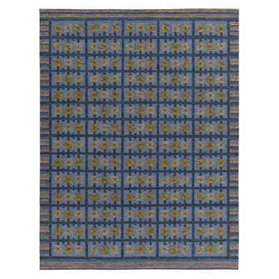 Scandinavian Hand Knotted Wool Geometric Area Rug