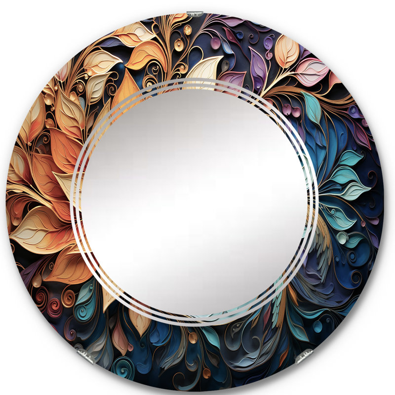 Montecello - Miroir mural rond indien, 24 po x 24 po