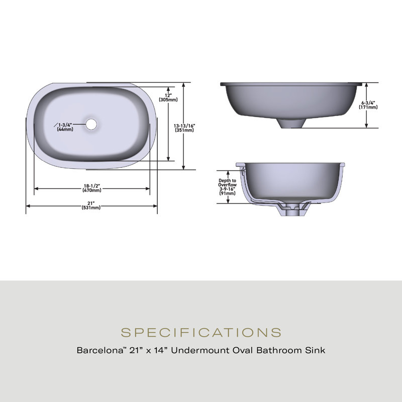 Barcelona Matte White Oval Undermount Bathroom Sink with Overflow