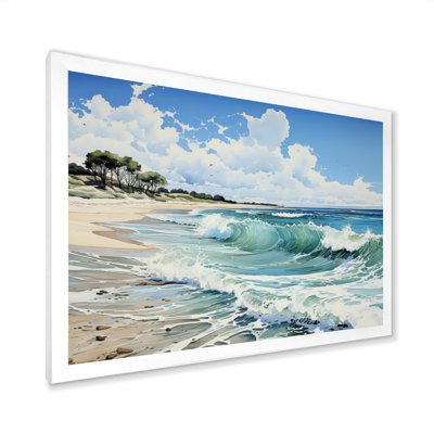 Beach Serene Shores Pointillism - Landscapes Canvas Wall Art