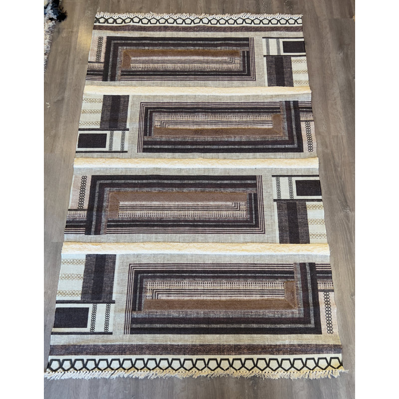 Tapis intérieur / extérieur en coton Iyleen, Rectangle 5 pi 1 po x 7 pi 7 po