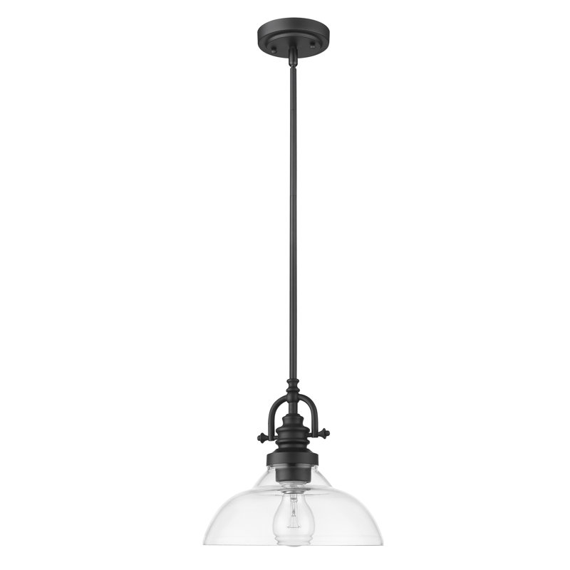 Luminaire suspendu en forme de dôme à 1 lumière Piccirillo, Noir mat