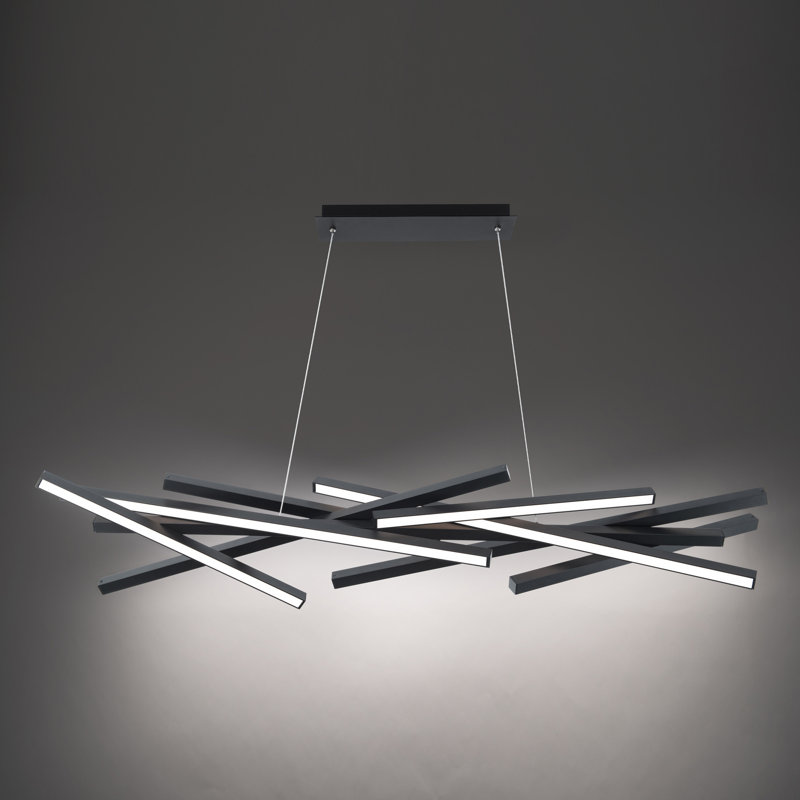 Parallax 55in LED Linear Pendant 3000K, Black, 10.88" H x 55" W x 13.6" D