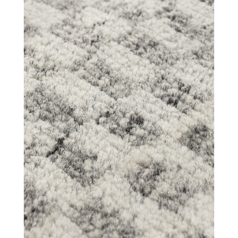 Organic Hand Knotted Striped Area Rug in Gray