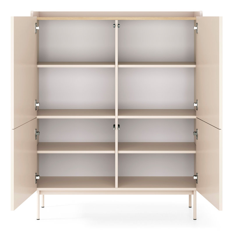 High Four-Door Beige Chest of Drawers