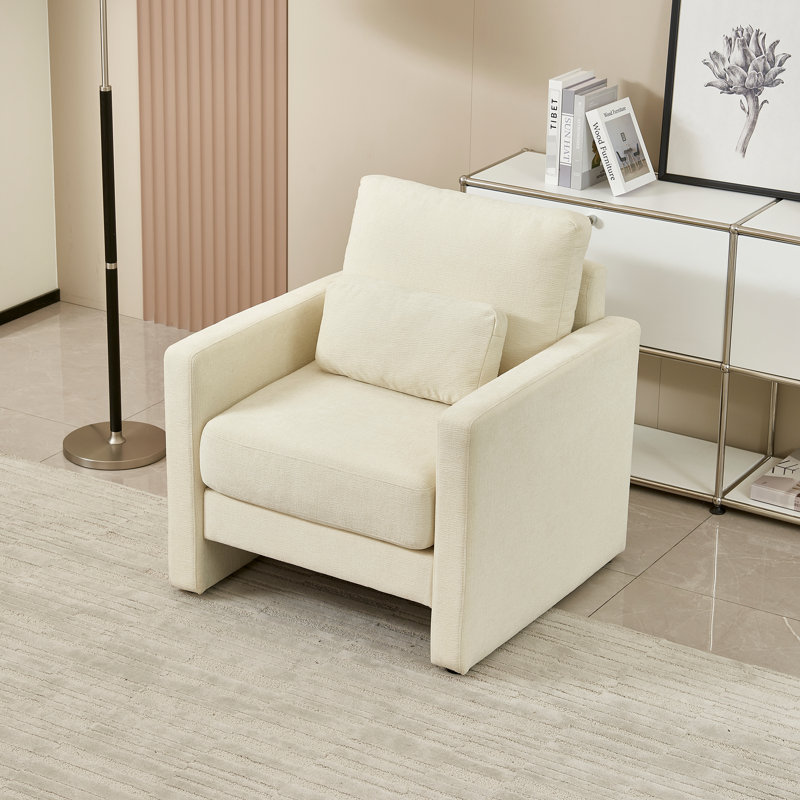Assise rembourrée en chenille moderne - structure en bois massif avec rembourrage épais pour plus de confort Convient à différents styles Instructions d'assemblage faciles Base de fauteuil chic Coussin luxueux pour la vie