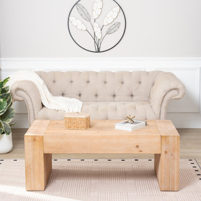 Spacious Wood Coffee & Cocktail Tables, 49 Inch Rustic Farmhouse Home Table