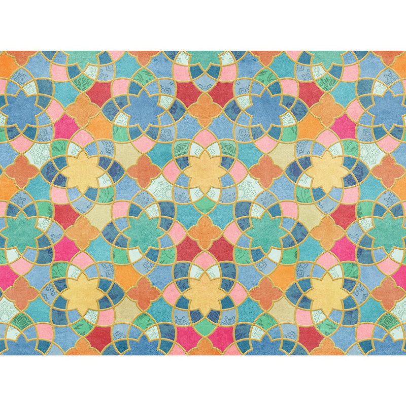 Colourful Moroccan Tile Rich Patterns in Bright Pastels, 144" L x 120" W
