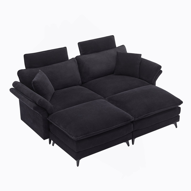 Canapé modulaire à assise profonde 85,8 po, Noir 