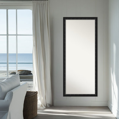 Non-Beveled Wood Full Length Mirror, Downton Black Frame - Floor Mirror, Wall Mirror