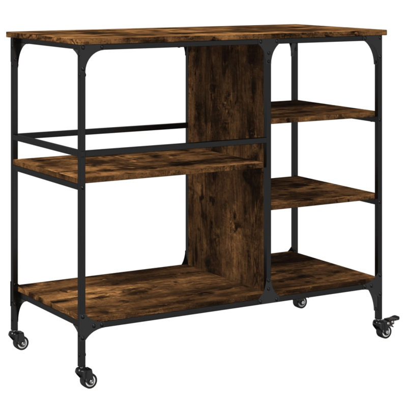 Ventre Metal Bar Cart, Smoked Oak