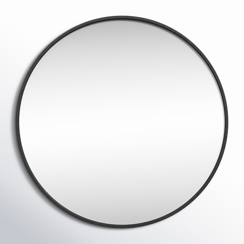 Miroir décoratif moderne et contemporain Sabine, 32 po x 32 po, Noir