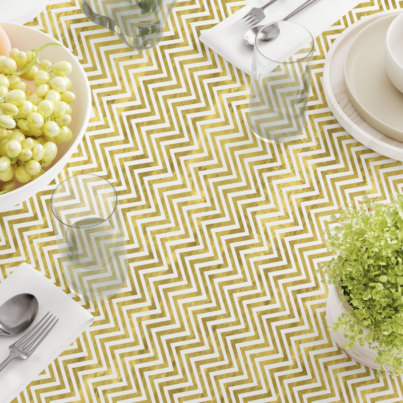 Fabric Textile Products, Inc. Square Tablecloth, 100% Cotton, 60X60", Golden Chevron