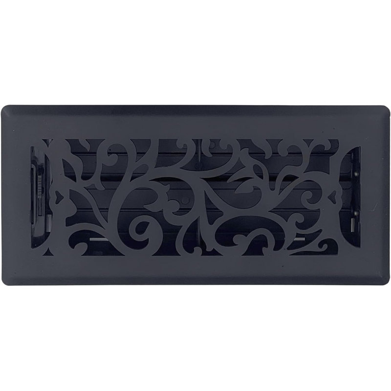 Sierra Grates floral en fonte noire, H 4 po x l 10 po x P 2,5 po