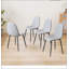Ensemble de 4 chaises de salle à manger rembourrées en lin modernes avec pieds en métal robustes pour une maison confortable et élégante