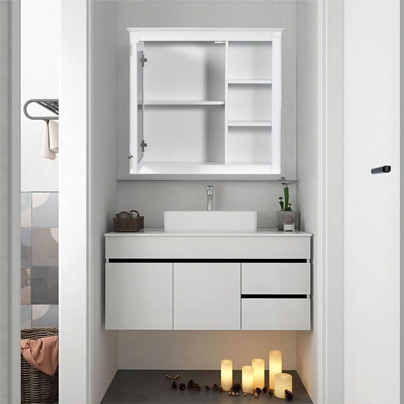 Armoire à pharmacie fixée au mur l 29,95 po H 28,1 po Bethesde, Blanc