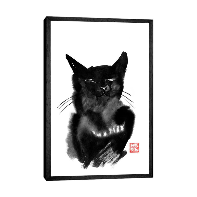 Happy Cat by Péchane - Print on Canvas, 101.6 cm H x 66.04 cm W, Black Framed