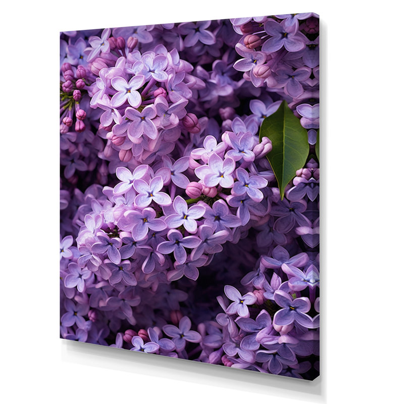 Fleurs mauves lilas mauves sur toile, H 40 po x l 30 po x P 1,5 po, Toile tendue