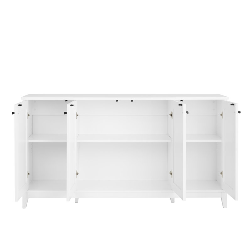Armoire de rangement à 4 panneaux avec portes et tablettes Gonroff, Blanc