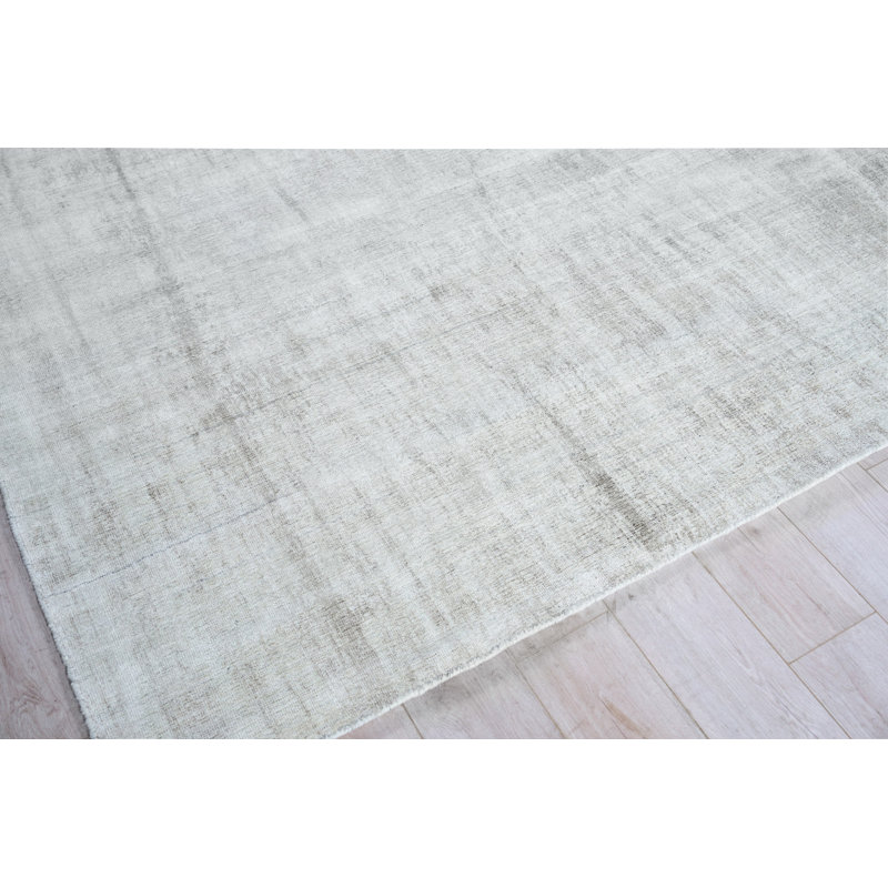Cloud Hand Loomed Wool and Rayon From Bamboo Silk Ivory/Beige Area Rug, Rectangle 8' x 10'